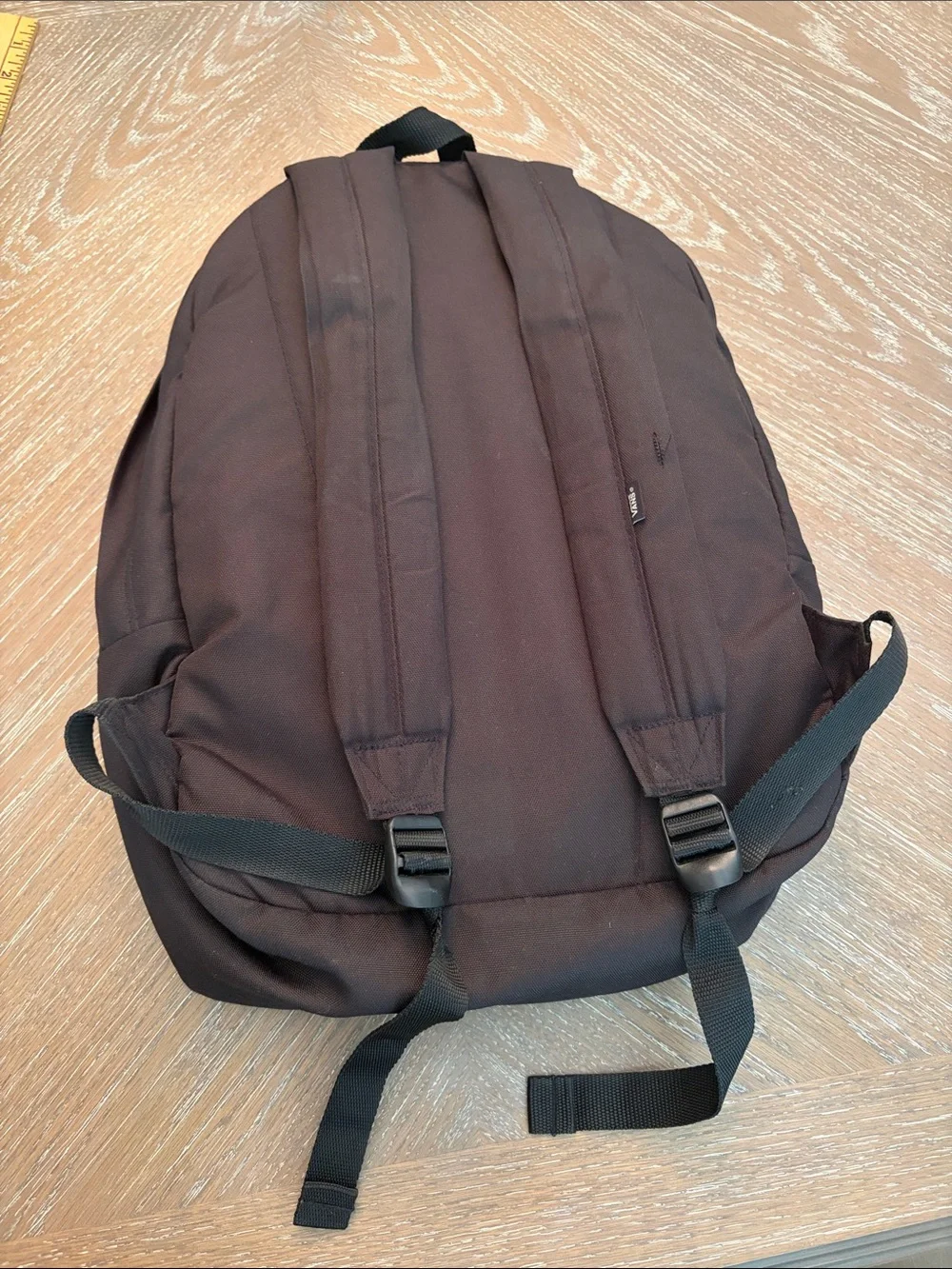 Vans Black Backpack with White 'Off The Wall' Patch